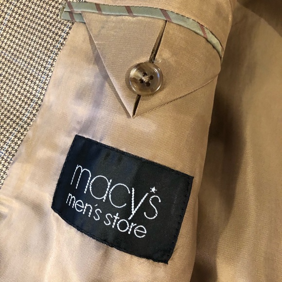 Izod Men’s Tan Checked Sport Coat 44R - Picture 9 of 11